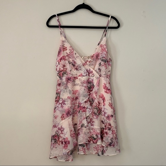 Cellecci Floral Ruffle Wrap Mini Dress - Picture 1 of 9